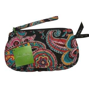 NEW Vera Bradley Parisian Paisley Wristlet Wallet Cotton Quilted Organizer Black